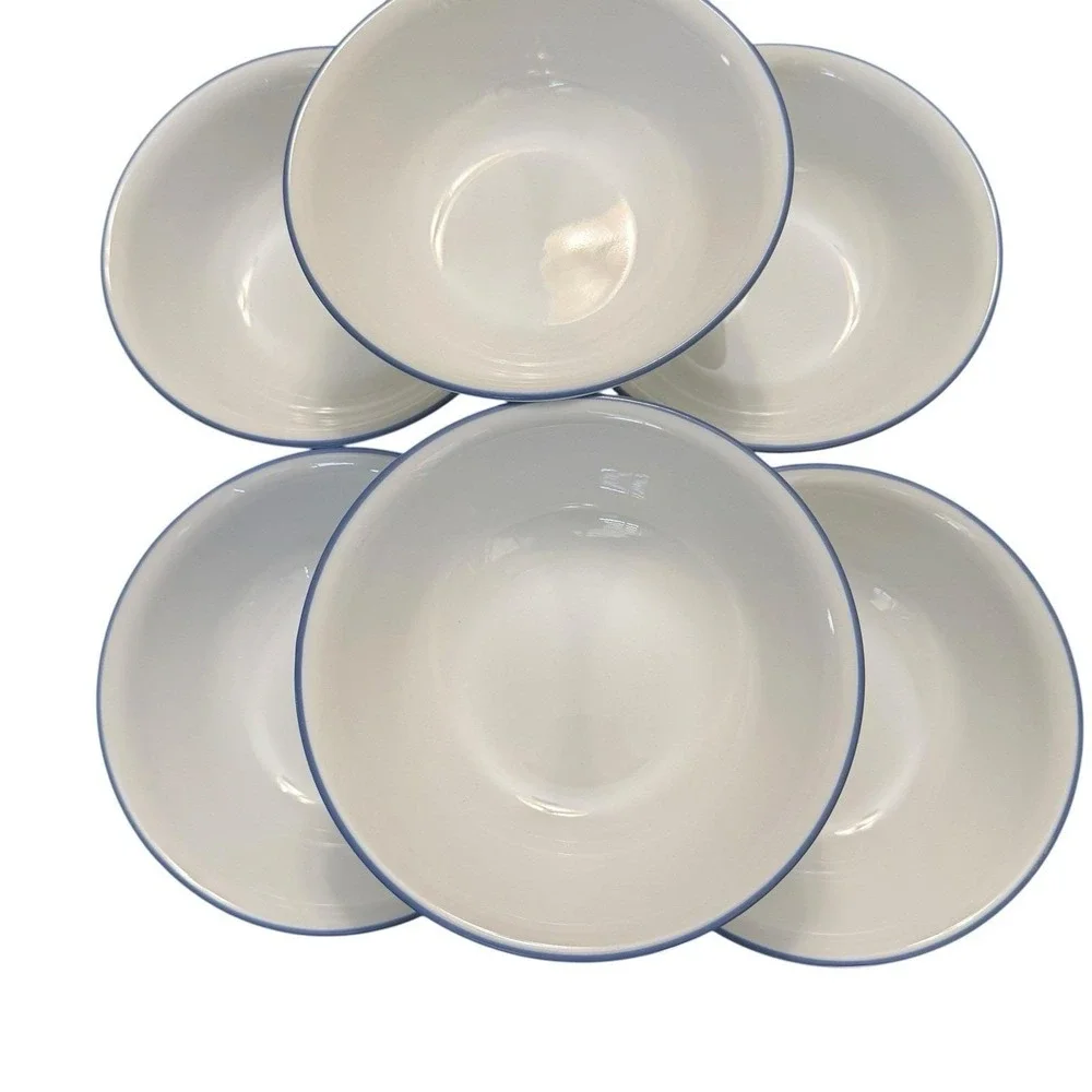 Corelle Vitrelle Set Of 6 MediumBlue Band 6 1/4 Inch  Cereal Bowls Brand New